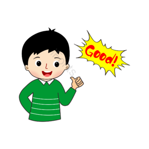 卡通男孩 good 讲英语 大拇指 矢量手绘