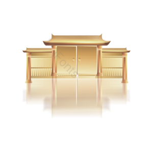 金色 简约 中国风 古建筑 插画 png元素 古代房顶 房顶