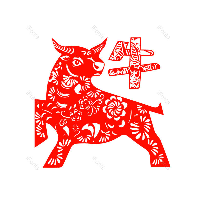 春节图片,喜庆元素,剪纸风格PNG,红色免抠素材