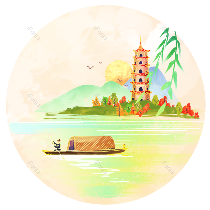 中国风图片,小船元素,水墨风PNG,古风免抠素材