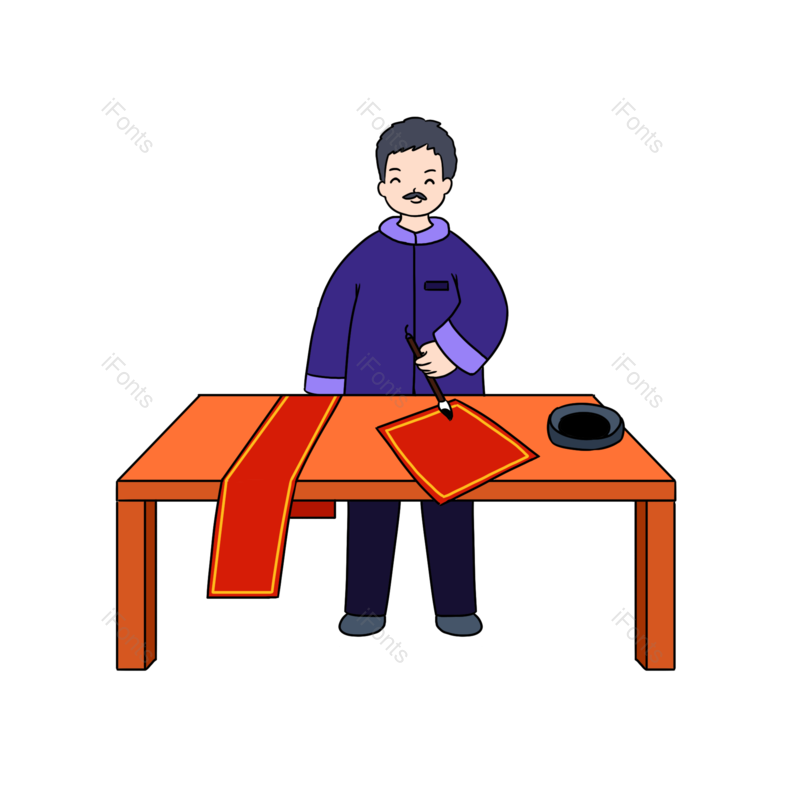 过年图片,老人元素,对联PNG,新年免抠素材