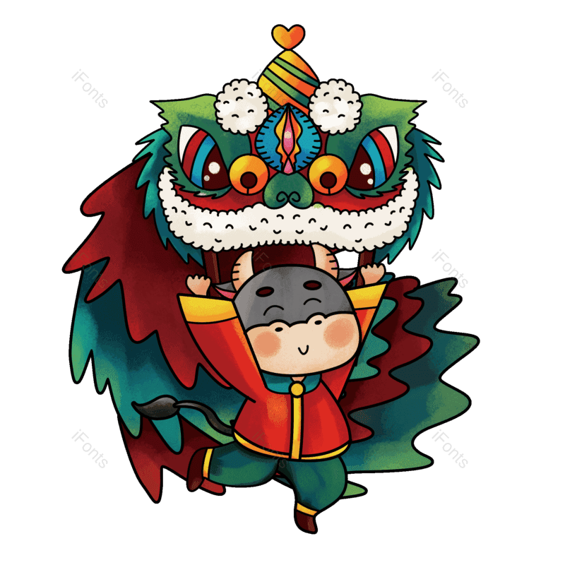 春节图片,舞狮元素,除夕PNG,新年免抠素材
