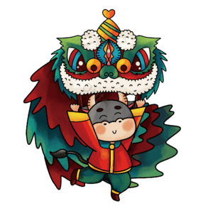 手绘 新年 春节 舞狮设计元素 舞狮 小年 除夕