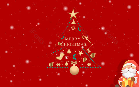 红色背景 圣诞节 平安夜 圣诞树 星星 鞋子 袜子 圣诞老人