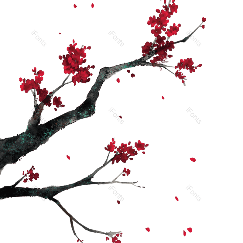 水墨图片,中国风元素,树枝PNG,梅花免抠素材
