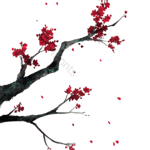 手绘风 中国风 冬季 梅花 梅花设计元素 梅花元素 水墨 