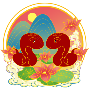 十二生肖 蛇年 喜庆 新年 插画