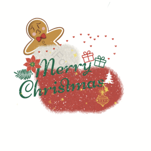 圣诞节 手绘 圣诞袜子 姜饼人 圣诞树