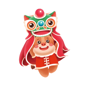 手绘风  新年 牛牛 牛牛舞狮 舞狮设计元素 舞狮元素 除夕