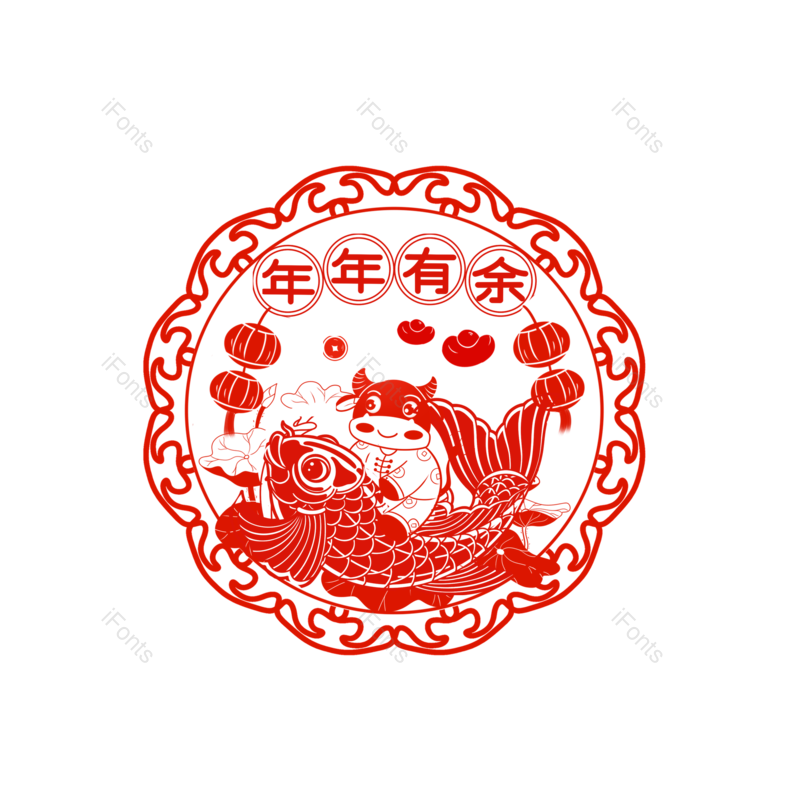 窗花图片,剪纸元素,新年PNG,免抠素材