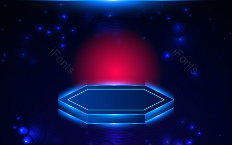 深蓝色背景 科技感 科技背景 立体展示 台柱 六边形 柱体 产品展示