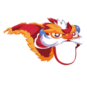 手绘风 新年 牛年 舞狮元素 元素 春节