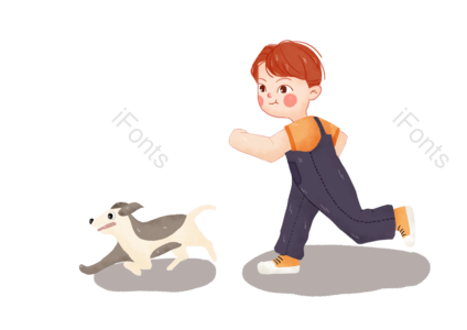 儿童 狗狗 生活 休闲 奔跑 儿童节 六一 61