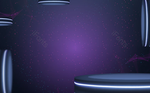 紫色背景 展示台 发光 台柱 展示背景 科技背景 科技感 光斑