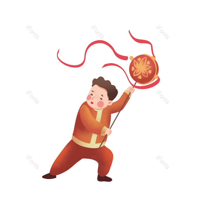 卡通人物图片,男孩元素,手绘风PNG,除夕免抠素材