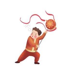 手绘风 卡通人物 男孩 新年 玩耍 小年 除夕