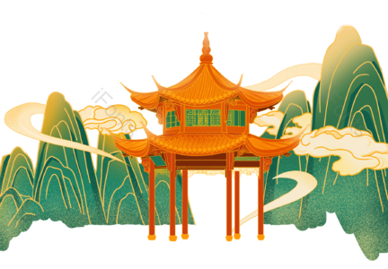 国潮亭子凉亭