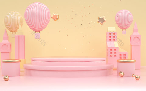C4D 电商狂欢 立体背景 大气 粉色 展台 C4D场景 立体