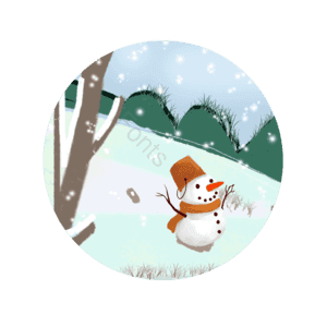 冬天 大树 大雪 雪花 小草 雪人