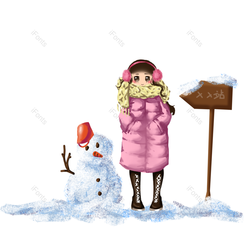 卡通图片,雪人元素,手绘PNG,冬天免抠素材
