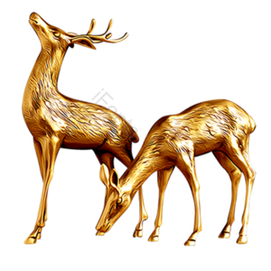 地产 鹿 金色 动物 雕塑