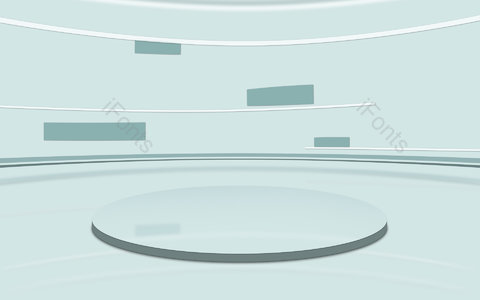 圆形 空间 室内 圆盘 展示台 青绿色 简约 背景图