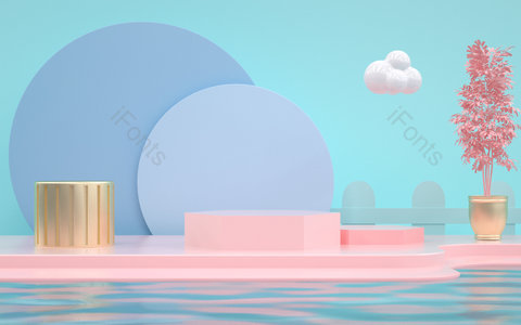 C4D 清新 简约 大气 创意 空间 海报背景 时尚