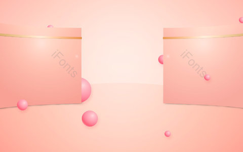 电商背景 产品展示 立体感 粉金色 流线 球体 墙 产品背景