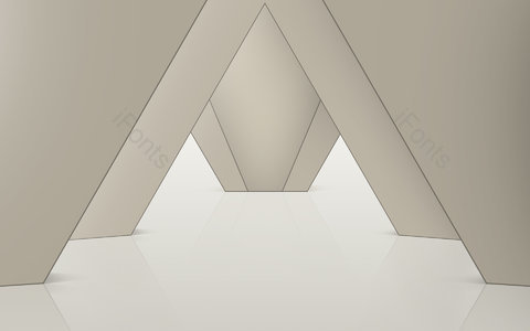 米色 空间 室内 三角形 几何图形 背景 透视 阴影