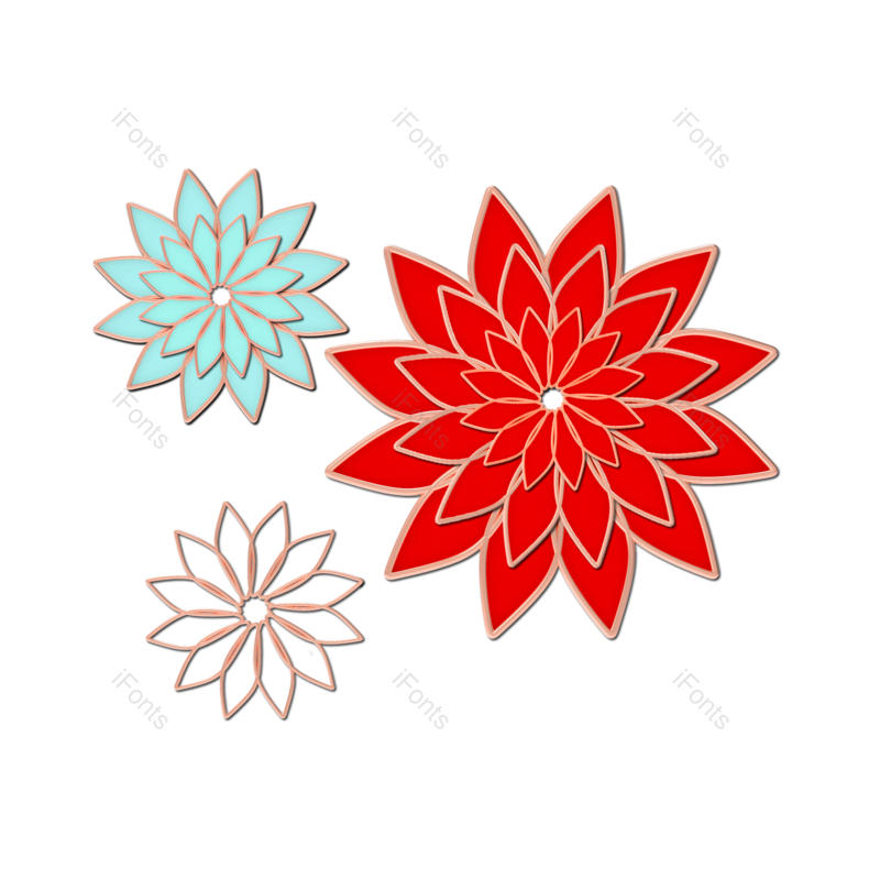 立体剪纸图片,剪纸元素,红色PNG,红色花朵免抠素材