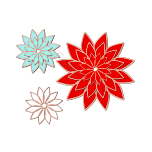 剪纸 红色 立体剪纸 红色花朵 牛年