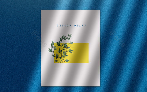 蓝色背景 质感磨砂 文艺 清新 卡片样机 植物 光影 光效