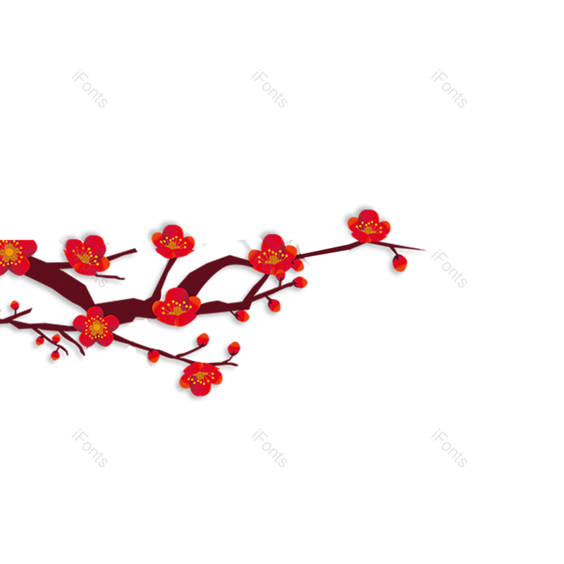 红色梅花图片,喜庆元素元素,PNG,免抠素材
