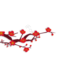 喜庆元素 红色梅花 含苞待放梅花 花苞 腊梅 国潮
