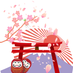 日系 日式 日本 日本风 和风 富士山 樱花 不倒翁