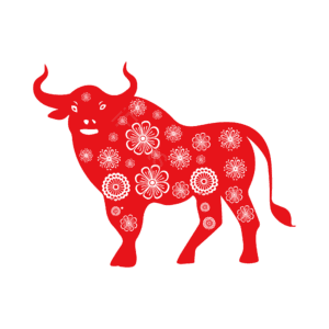 新年 剪纸风格 牛 红色 喜庆 民俗 牛年