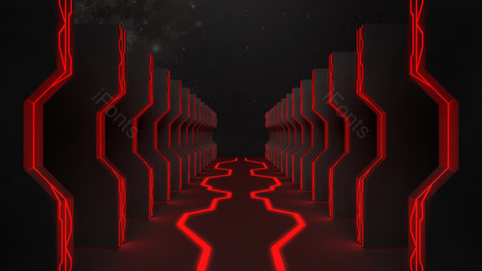 抽象 空间感 科技感 立体感 C4D 建筑 红色背景 海报背景
