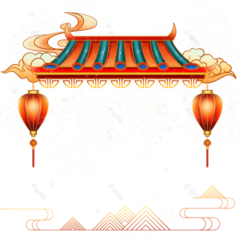 装饰图片,祥云元素,喜庆PNG,灯笼免抠素材