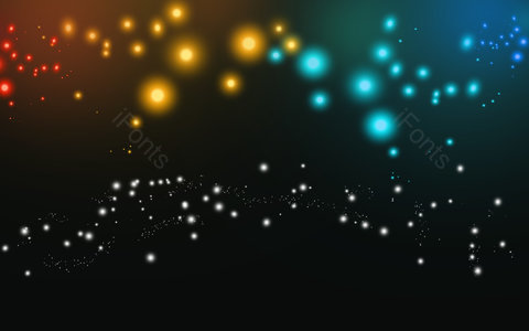 彩色 发光 圆点 星光 颗粒 黑色 黑底