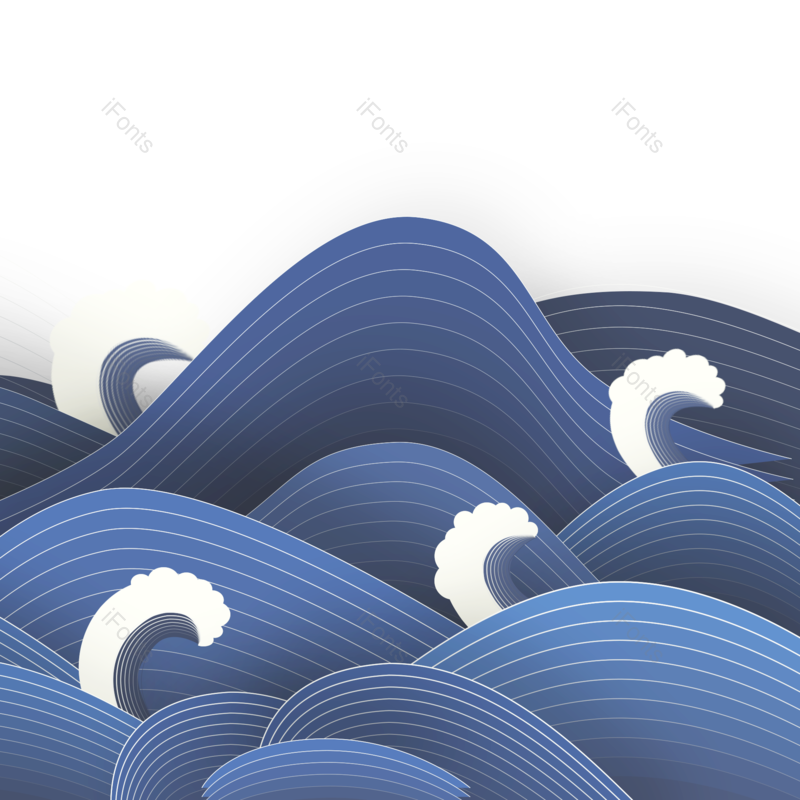 复古图片,中国风元素,简约PNG,浪花免抠素材