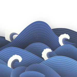 中国风 浪花 简约 蓝底 复古 国潮