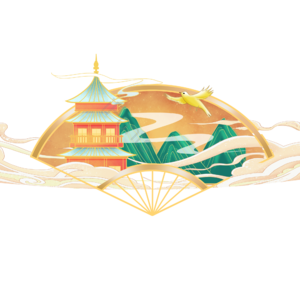 国潮 复古 阁楼 亭子 塔 烟雾 山脉 山