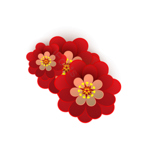红色元素 梅花 剪纸风花朵 渐变花朵 春节元素 年货节 国潮
