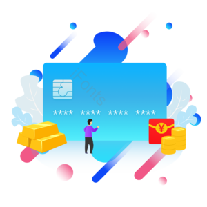 金条 银行卡 卡通小人 红包 时尚 渐变 金融 插画