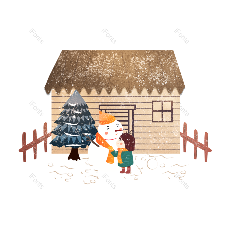 雪景图片,下雪元素,雪人PNG,免抠素材