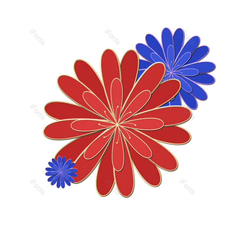 立体花朵图片,剪纸元素,新年剪纸PNG,花朵免抠素材