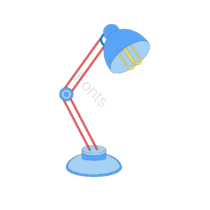 蓝色 红色 台灯 电灯 灯泡 卡通