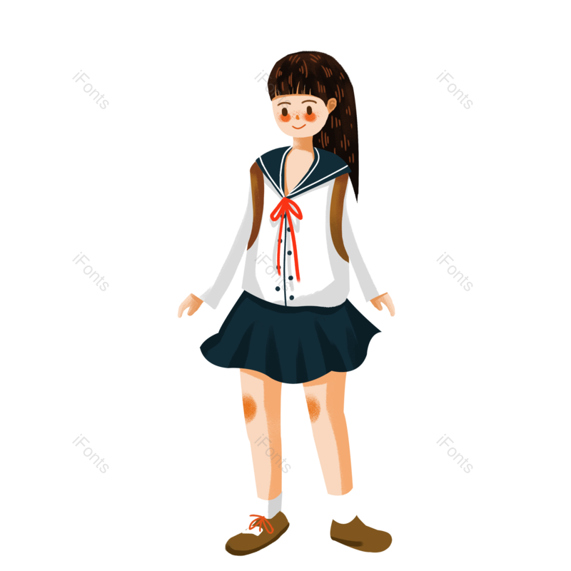 元素图片,卡通元素,女孩PNG,手绘免抠素材