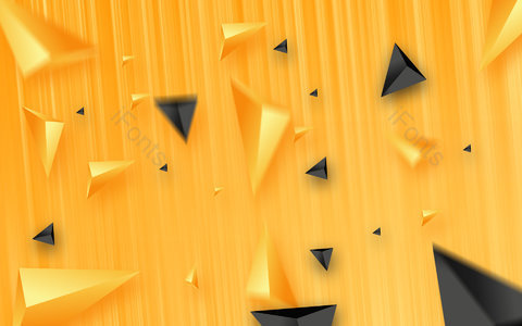 几何 立体锥形 三角形 黄色 几何背景 立体空间 飞溅 悬浮