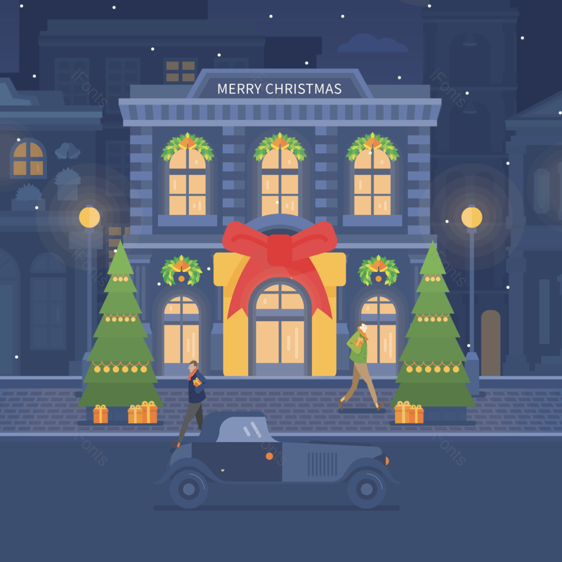 清新图片,圣诞夜元素,平面PNG,圣诞免抠素材